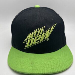 Mountain Dew Snapback Hat Cap Flat Bill Puff Embroidered Logo Multicolor